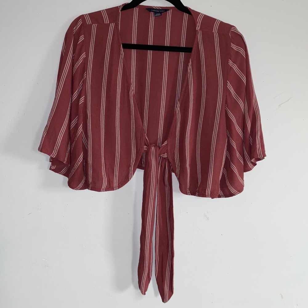 Tie front cropped blouse